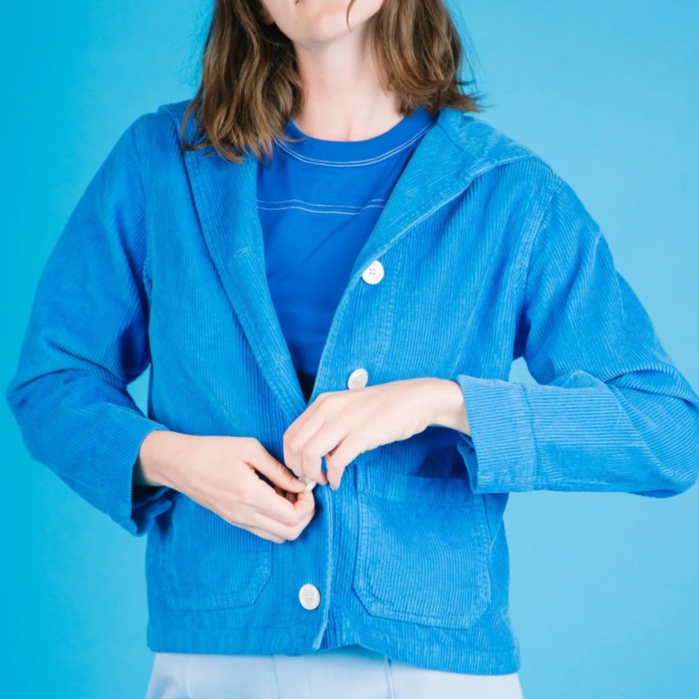 Big Bud Press Blue Corduroy Button Sailor Jacket Sz M